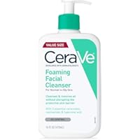 CeraVe Foaming Facial Cleanser | Daily Face Wash for Oily Skin with Hyaluronic Acid, Ceramides, and Niacinamide| Fragrance Free | 16 Fluid Ounce